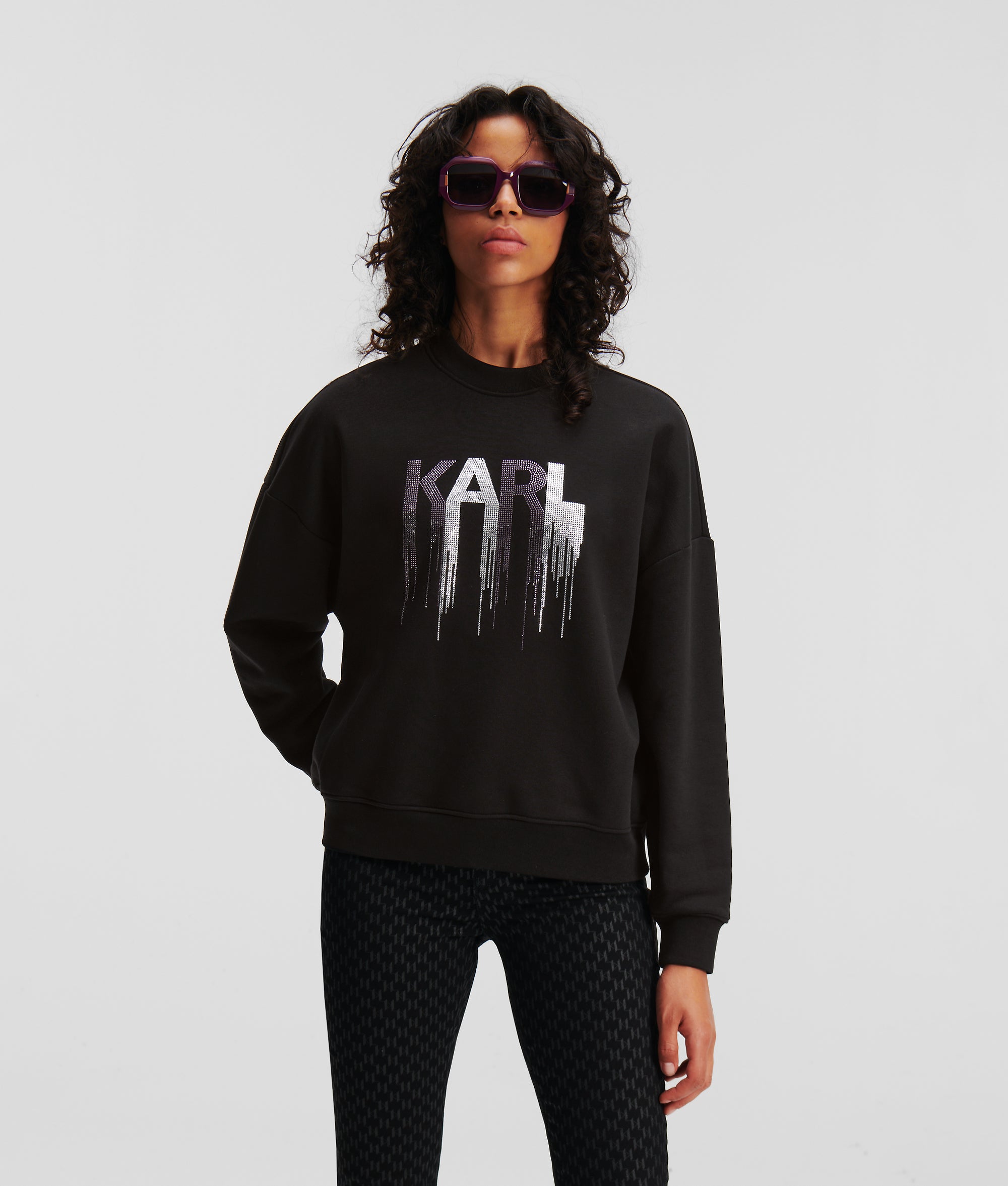 RHINESTONE KARL LOGO SWEATSHIRT Women Sweatshirts Karl Lagerfeld