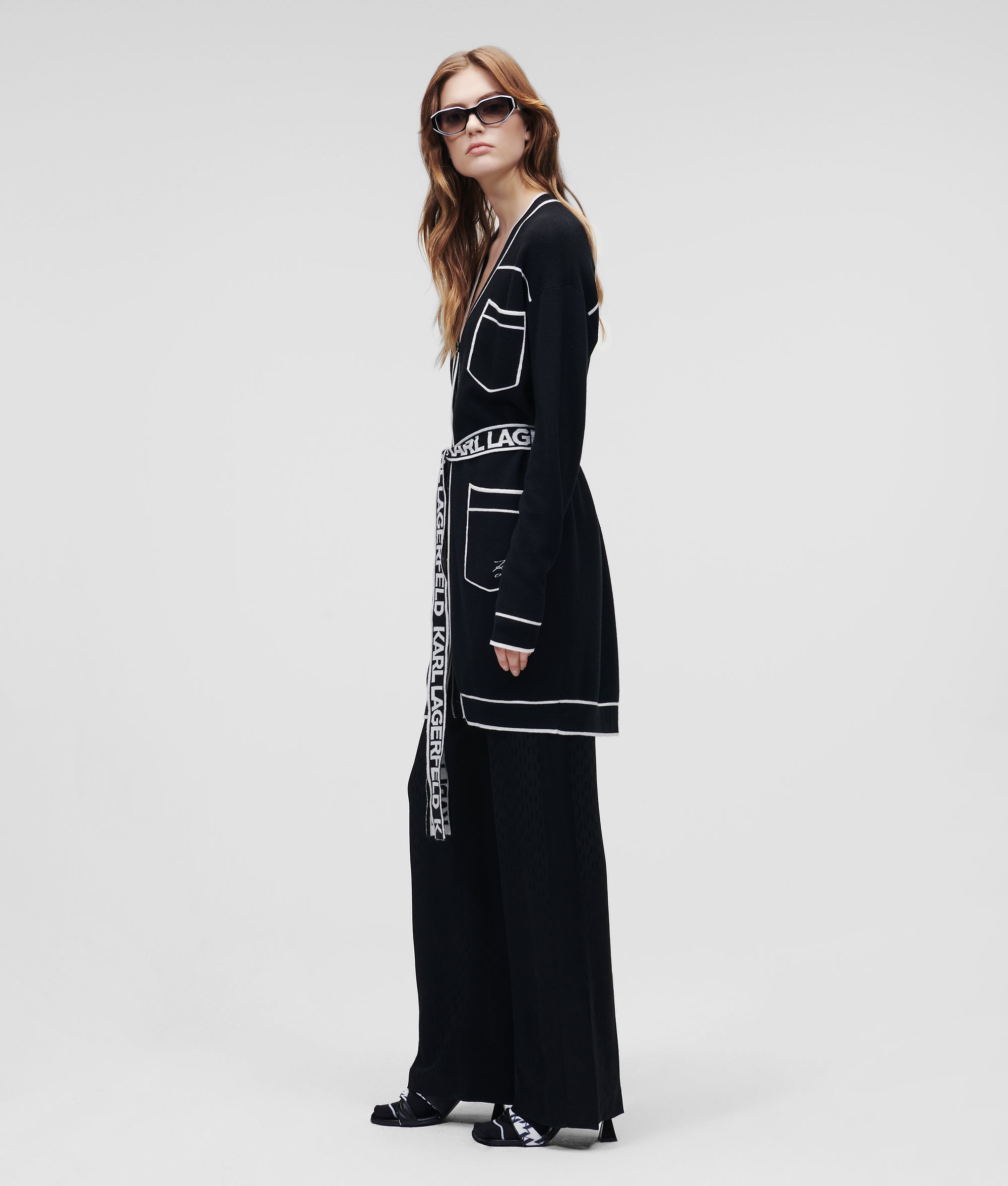 KARL LOGO BELTED CARDIGAN Women Knitwear Karl Lagerfeld
