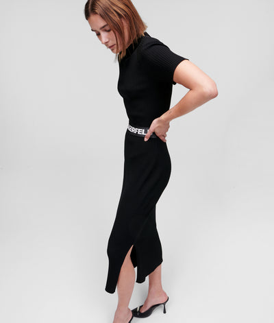 SHORT-SLEEVED KARL LOGO KNIT DRESS Women Dresses Karl Lagerfeld