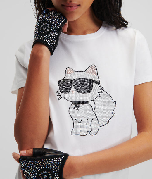 K/IKONIK CHOUPETTE RHINESTONE T-SHIRT Women T-Shirts Karl Lagerfeld