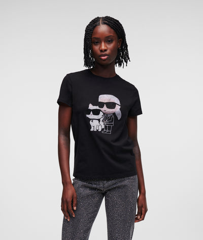 KARL IKONIK RHINESTONE KARL & CHOUPETTE T-SHIRT Women T-Shirts Karl Lagerfeld