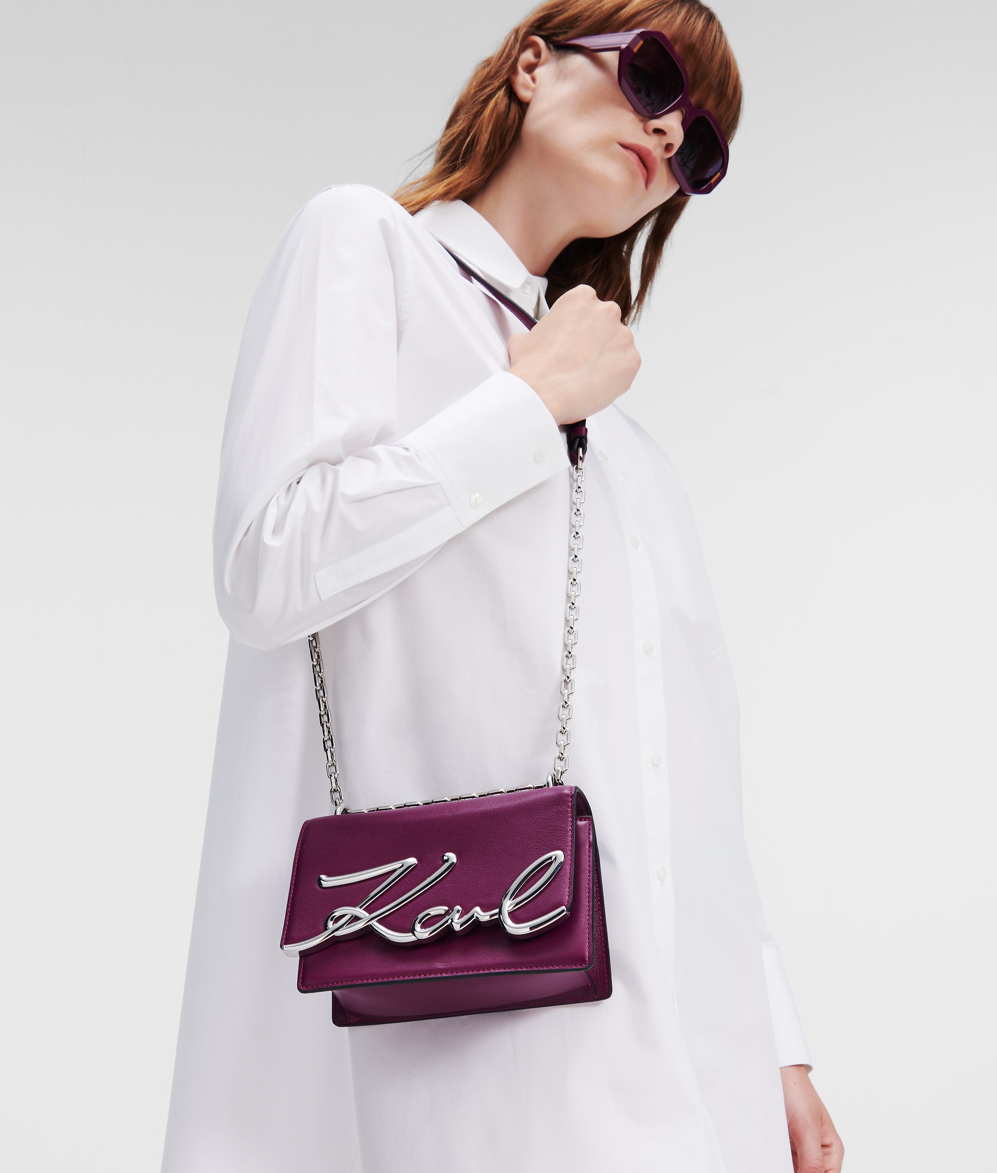 Karl signature shoulder on sale bag