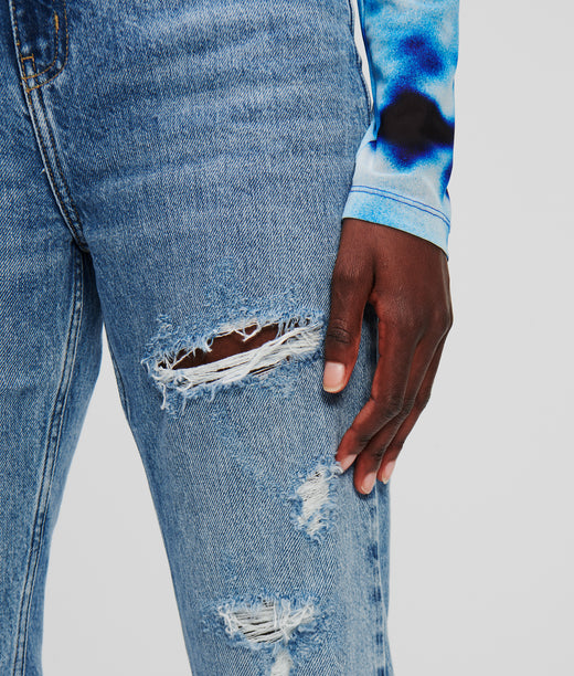 KLJ DISTRESSED HIGH-RISE STRAIGHT JEANS Women Pants & Jeans KL Jeans
