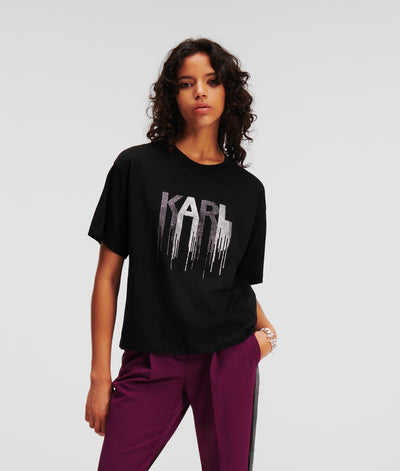 RHINESTONE KARL LOGO T-SHIRT Women T-Shirts Karl Lagerfeld