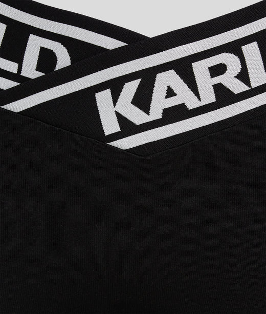 KARL LAGERFELD PARIS Metallic Logo Tape Leggings | Bloomingdale's