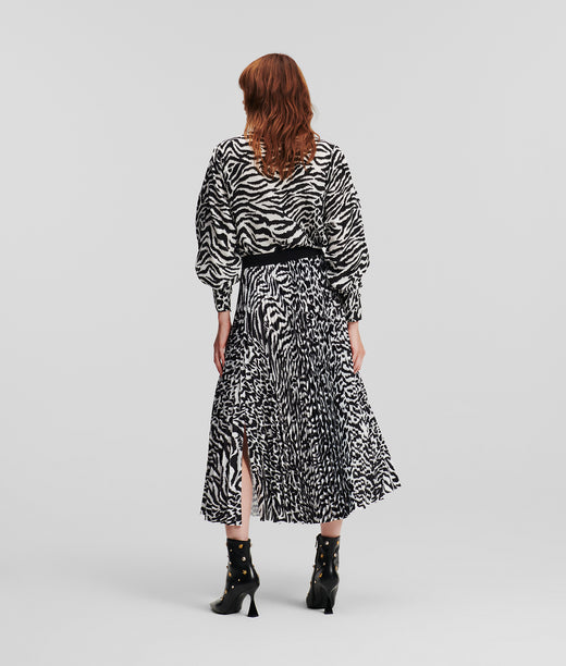 ANIMAL PRINT PLEATED MIDI SKIRT Women Skirts Karl Lagerfeld