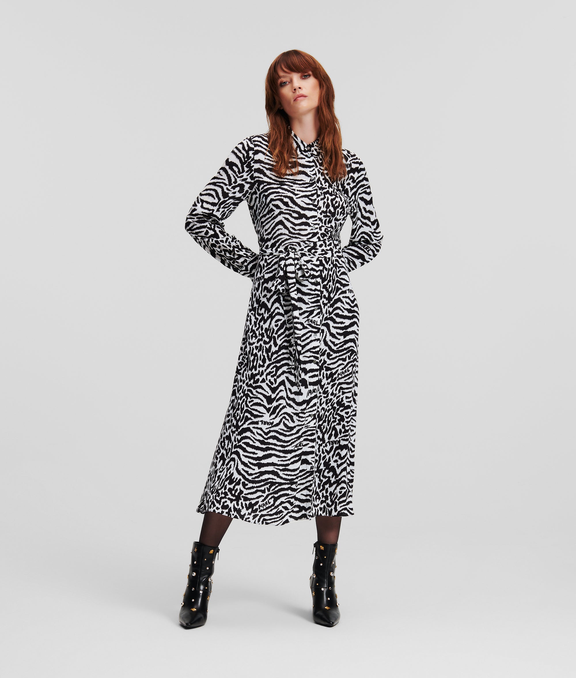 ANIMAL PRINT SHIRT DRESS Women Dresses Karl Lagerfeld