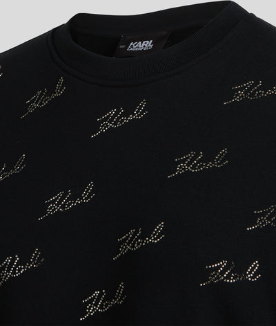 RHINESTONE KARL SIGNATURE SWEATSHIRT Women Sweatshirts Karl Lagerfeld