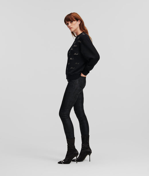 RHINESTONE KARL SIGNATURE SWEATSHIRT Women Sweatshirts Karl Lagerfeld