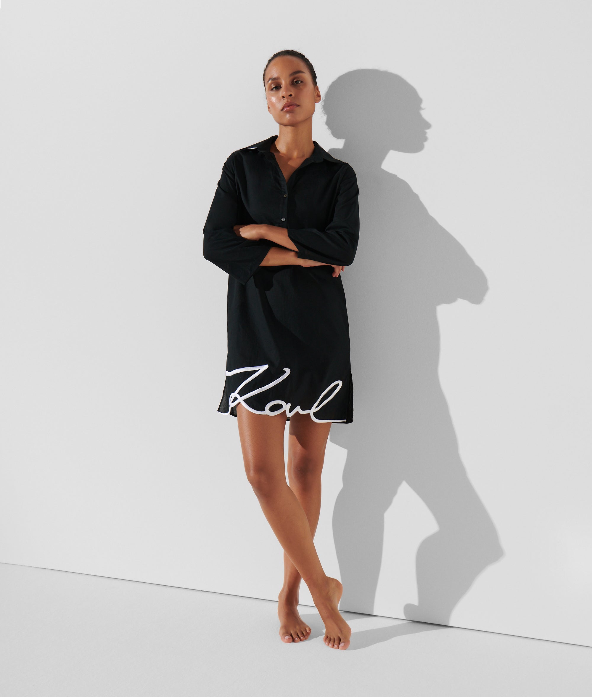KARL SIGNATURE BEACH SHIRT DRESS Women Swimwear Karl Lagerfeld