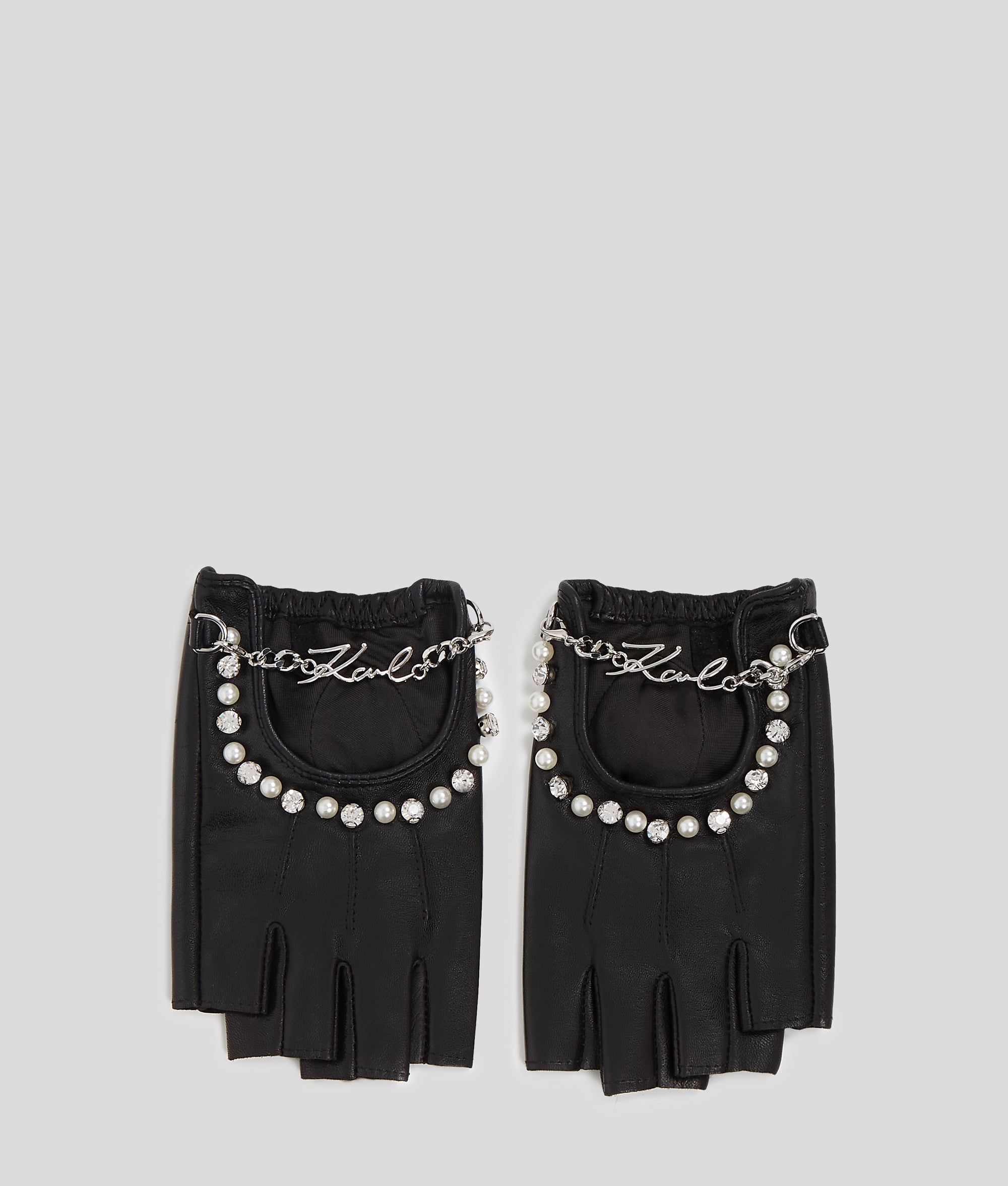 K/SIGNATURE PEARL FINGERLESS GLOVES Women Hats, Gloves & Scarves Karl Lagerfeld